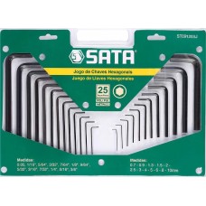 Jogo de Chaves Allen Longas e Curtas 25 Peças Milímetro e Polegada